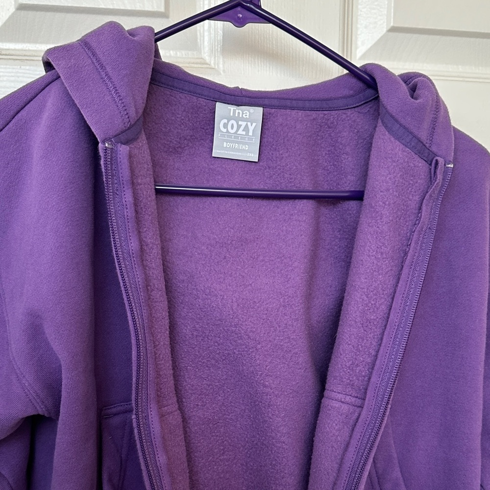 TNA Cozy Boyfriend Zip Hoodie in Purple